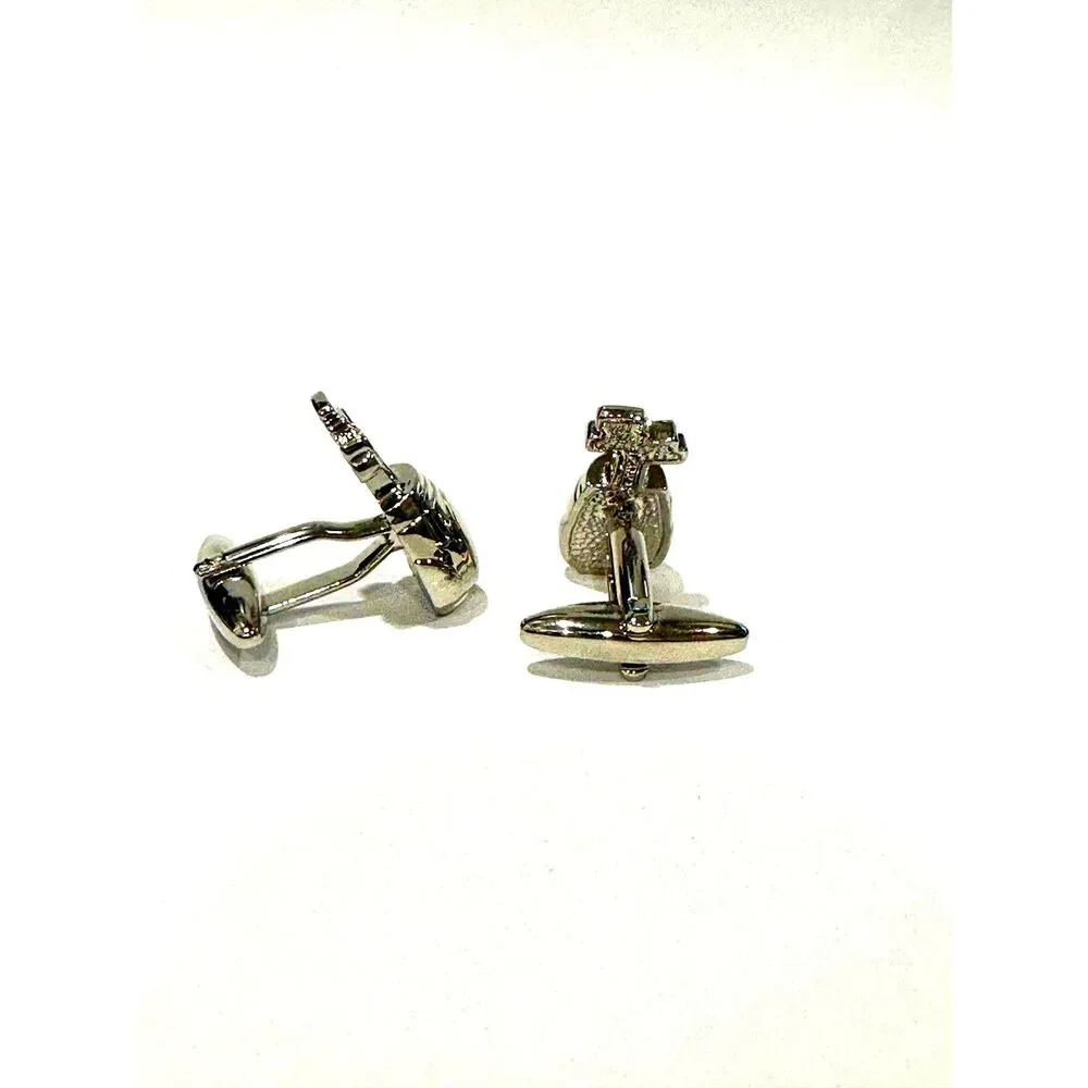 Polished Silver-Tone Golf Bag Cufflinks